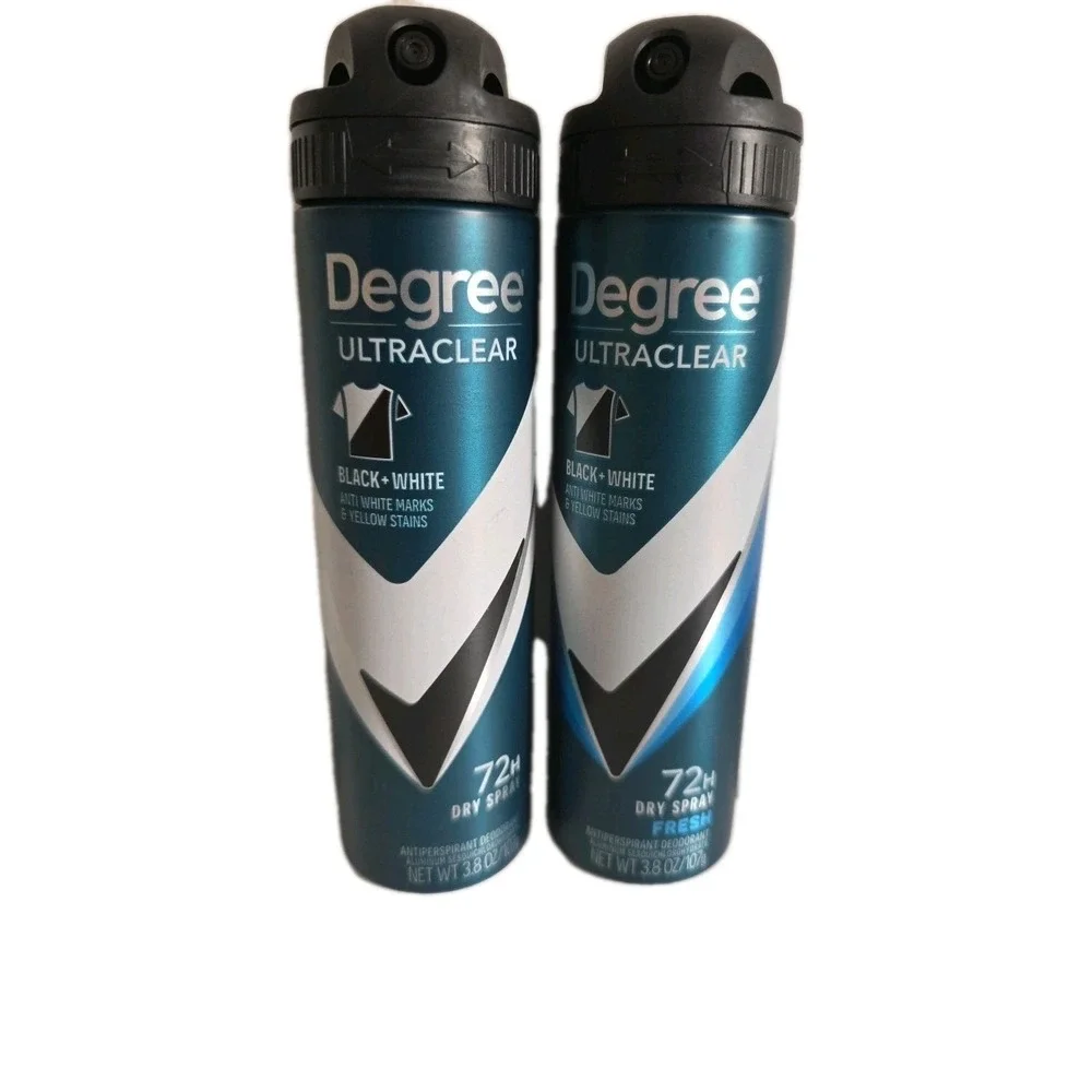Degree‎ Men Ultraclear Black+White Dry Spray 72H 3.8 oz Lot of 2